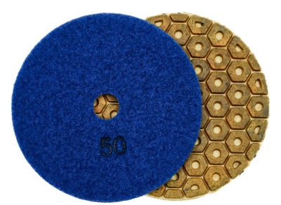 Алмазные гибкие шлифовальные круги Усиленные Гайка №50 Pads 4-STEP D100